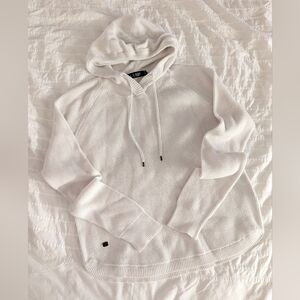Lauren Ralph Lauren 100% Cotton White Knit Hoodie Sweater